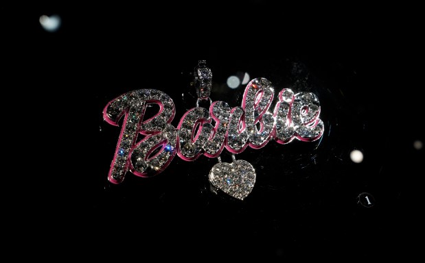 Nicki Minaj's Barbie pendant is displayed during a press preview May 8, 2024 in New York for "Ice Cold: An Exhibition of Hip-Hop Jewelry" at the American Museum of Natural History. (Photo by TIMOTHY A. CLARY / AFP) (Photo by TIMOTHY A. CLARY/AFP via Getty Images) ** OUTS - ELSENT, FPG, CM - OUTS * NM, PH, VA if sourced by CT, LA or MoD **